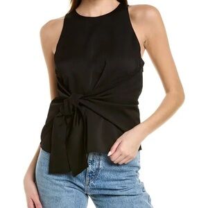 Favorite Daughter Gwyneth Tie Waist Sleeveless Blouse Top in Black Size M